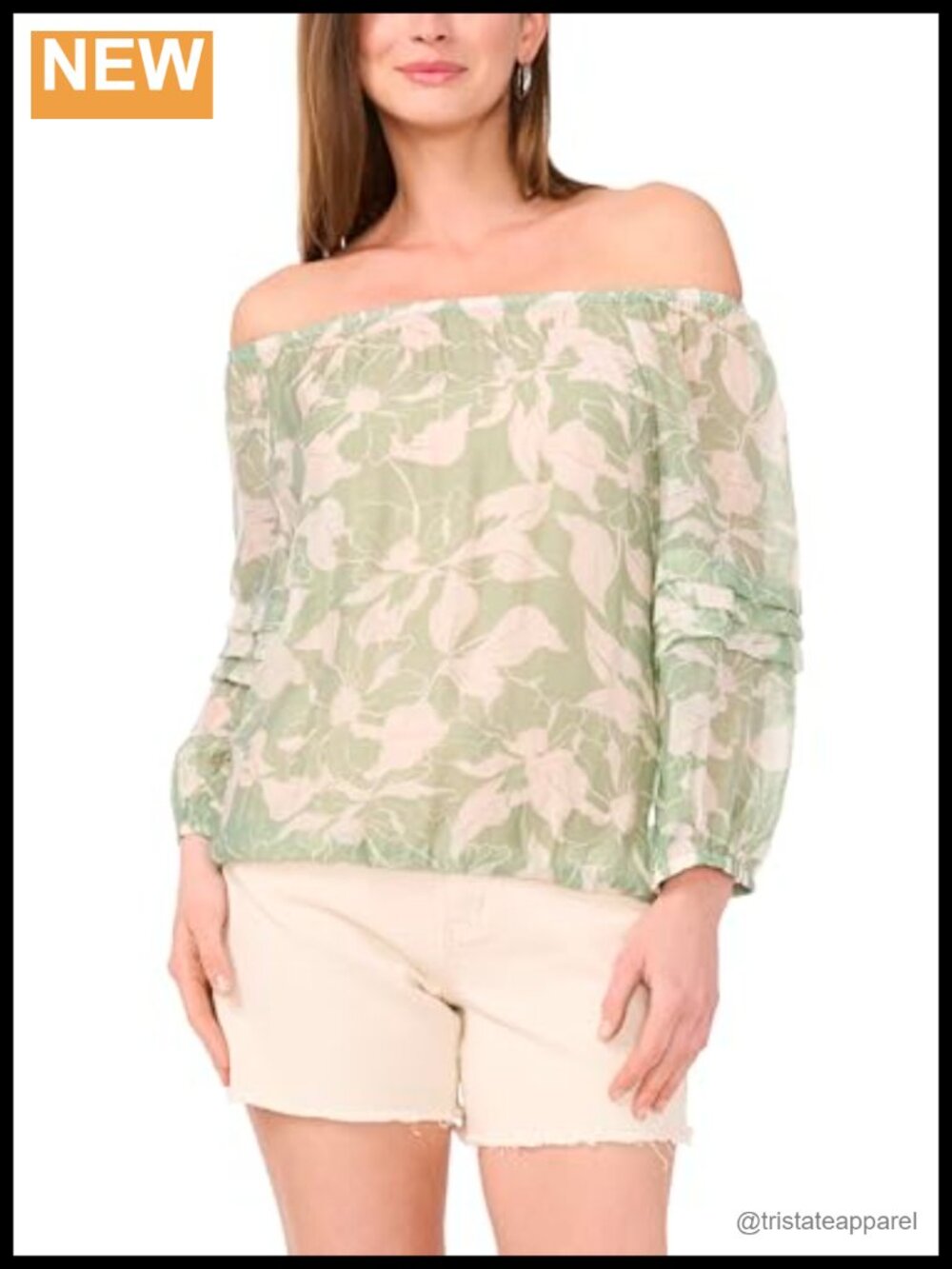 Vince Camuto Pleated Peasant Long Sleeve Blouse Floral